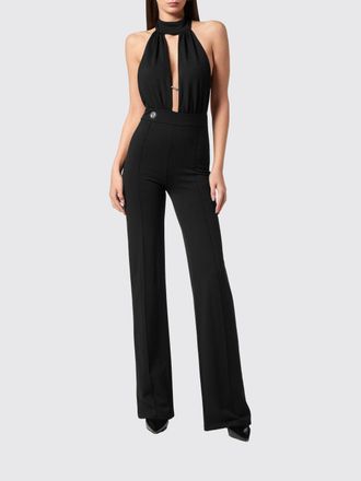 Philipp Plein Tuta jumpsuit in cr&ecirc;pe con profonda scollatura a V e allacciatura americana