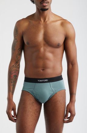 Tom Ford Cotton Stretch Jersey Briefs in Teal at Nordstrom, Size Xx-Large
