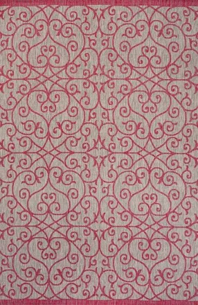 Jonathan Y Designs Madrid Vintage Filigree Textured Weave Indoor/Outdoor Area Rug in Light Gray/fuchsia at Nordstrom, Size 3Ft 0In X 5Ft 0In