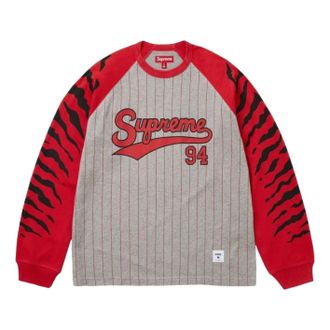 SUPREME SS26 Tiger Raglan L/S T-Shirt Heather Grey SUP-SS26-123-RED