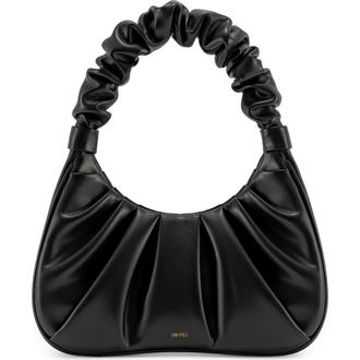 JW PEI Gabbi Ruched Faux Leather Hobo in Black at Nordstrom Rack