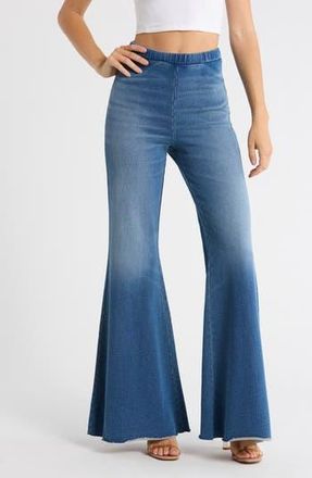 Good American Jeanius Flare Cotton French Terry Pants in Indigo900 at Nordstrom Rack, Size X-Small