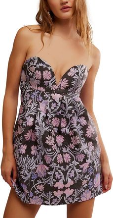 Free People Floreo Jacquard Mini Dress In Grey Jaquard