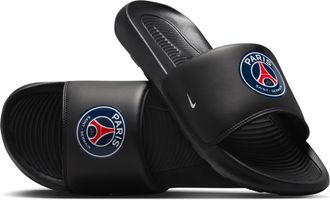 Nike Paris Saint-Germain Victori One Nike Mens Soccer Slides in Black | IX3943-001