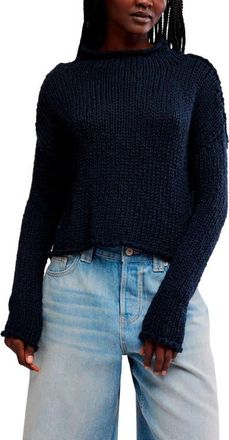 Free People Opal Roll Neck Crop Sweater in Black at Nordstrom, Size X-Small