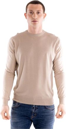 People of Shibuya Laos Crew Neck Knit - Heren - Ronde hals truien - Beige - L - Katoen - Truien & Vesten