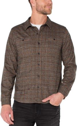 Liverpool L.A. Glen Palid Knit Button-Up Shirt in Tpe/Black/Rst Multi at Nordstrom, Size Xx-Large
