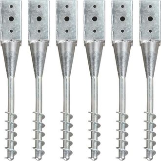 vidaXL Vidaxl - Picas De Tierra 6 Unidades Acero Galvanizado Plateado 7x7x56 Cm