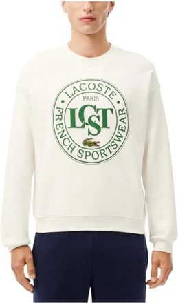 Lacoste Sweatshirts, male, White, Size: 2XL Oversized Crocodile Sweatshirt