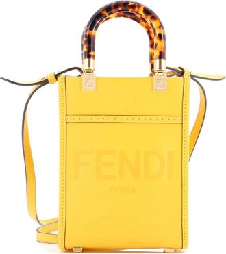 Fendi Sunshine Shopper Tote Leather Mini crossbody bag - Geel