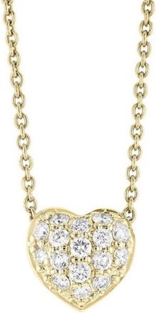 Roberto Coin Roberto Coin Tiny Treasures Puffed Diamond Heart Necklace in Yellow Gold - 001549AYCHX0