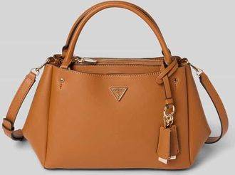 Guess Satchel Bag mit Label-Applikation Modell TALENT in Cognac, Größe 1