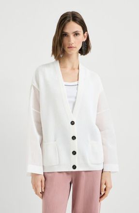 Brunello Cucinelli Rib knit cardigan in White at Nordstrom, Size Xx-Small Eu