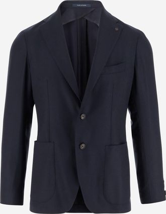 Tagliatore stretchwollen jack met enkele rij knopen