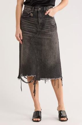 R13 Jesse Raw Hem Midi Denim Skirt in Arvin Black at Nordstrom Rack, Size 29