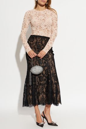 Self Portrait Lace Skirt, Womens, Black