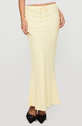 Princess Polly Mercer Linen Blend Drawstring Maxi Skirt in Lemon at Nordstrom, Size 10