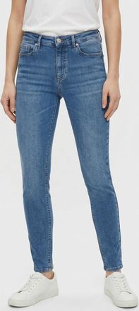 Vero Moda Skinny-fit-Jeans VERO MODA VMPOLLY MR SKINNY JEANS RA3049 NOOS, Damen, Gr. L, L&auml;nge 34, medium blau denim, Denim/Jeans, Obermaterial: 98% Baumwolle, 2