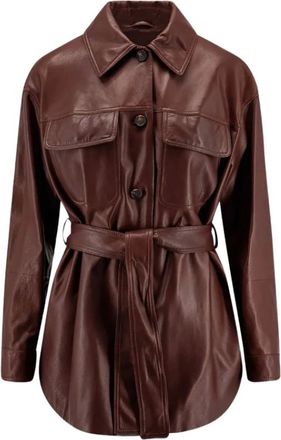 Brunello Cucinelli Giacca in pelle con cintura - - Jackets - Donna - Marrone - S
