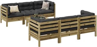 vidaXL Set De Sof&aacute;s Jard&iacute;n 7 Pzas Con Cojines Madera Pino Impregnada Vidaxl