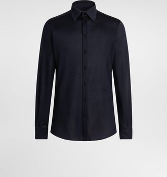 Dolce & Gabbana Martini Silk Jersey Shirt - Man Shirts Blue 37