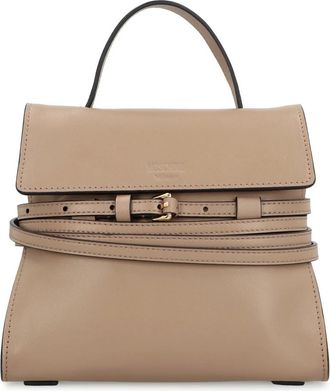 Moschino Handbags, female, Beige, Size: ONE SIZE Small Leather Handbag with Flap Closure