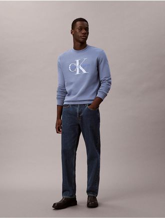 Calvin Klein Jeans Calvin Klein Mens Monologo Fleece Crewneck Sweatshirt - Blue - S