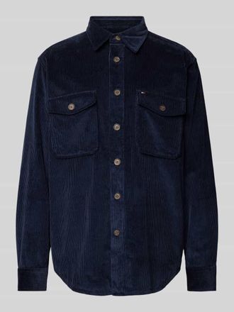 Tommy Hilfiger Regular Fit Hemdjacke mit Knopfleiste Modell CORDUROY in Marine, Gr&ouml;&szlig;e XXL