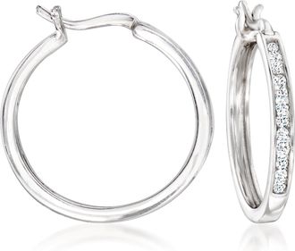 Ross-Simons Diamond Hoop Earrings in Sterling Silver