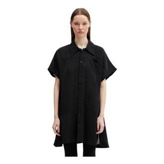 Yohji Yamamoto Short Sleeve Utility Overshirt - Dames - Zomerjassen - Zwart - S - Leer - Jassen