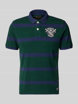 Superdry Slim Fit Poloshirt mit Label-Stitching und Knopfleiste in Dunkelgruen, Gr&ouml;&szlig;e XXXL