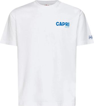 MC2 Saint Barth Portland Katoenen T-shirt met Print op de Voorkant - Heren - T-shirts - Wit - XL - Katoen - Tops
