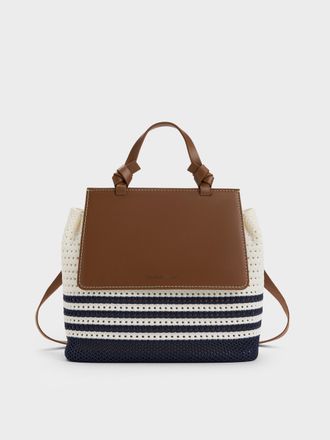 Charles & Keith Girls Ida Stripped Knitted Backpack