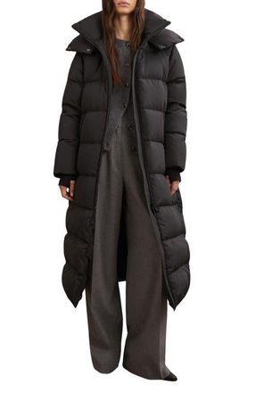 Reiss Colette Longline Puffer Coat with Removable Hood in Black at Nordstrom, Size X-Small