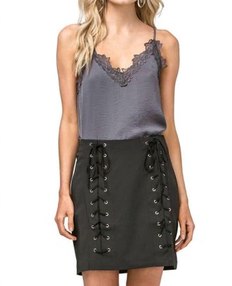 Entro High Waist Grommet Mini Skirt In Black