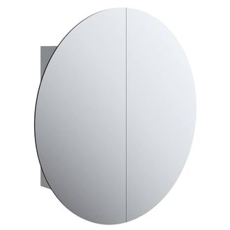 Berkfield Home Bathroom Cabinet with Round Mirror&LED Grey 54x54x17.5 cm