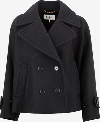 Chloé Zweireihiger Oversize-Kurzmantel aus Wolle