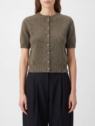 Khaite Cardigan in puro cashmere a maniche corte con scollo a girocollo