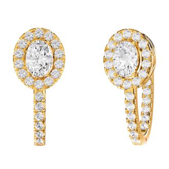 Diamond2Deal 18k Vermeil Plated Silver 2.75 Ct Oval Lab Grown Diamond Hoop Earrings