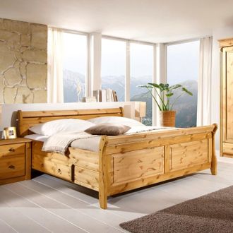 Maison Belfort home24 Maison Belfort Massivholz-Doppelbett Cenan 180x200 cm Massivholz Kiefer Laugenfarbig