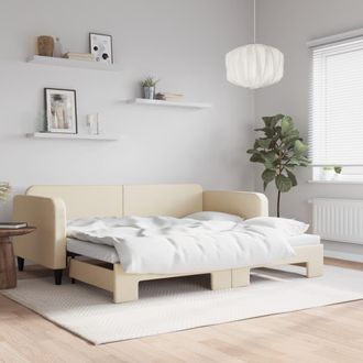 vidaXL Sof&aacute; Cama Nido Tela Crema 90x200 Cm Vidaxl