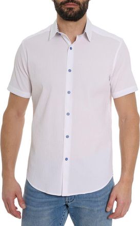 Robert Graham Solid Seersucker Short Sleeve Shirt in White at Nordstrom Rack, Size Xxx-Large