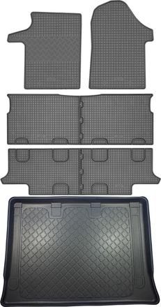 OEM Mercedes Clase V W447 Furgoneta (5 Puertas) Desde 10.2014 Set - Alfombrillas De Goma Para Coche + Alfombrilla Para Maletero