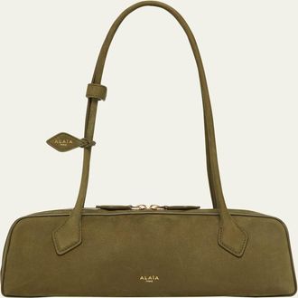 Alaia Le Teckel Medium Suede Shoulder Bag