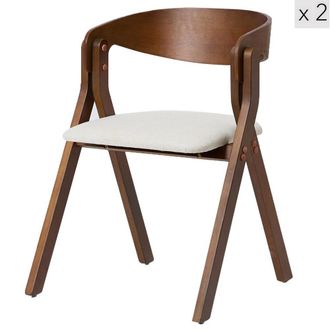 Nordlys Set 2 sillas de comedor en madera oscura y tejido beige