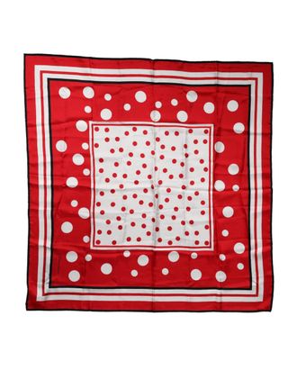 Dolce & Gabbana Womens Red White Polka Dot Square Foulard 90cm X 88cm Scarf And Silk