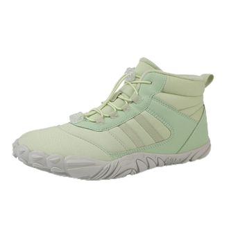 Generic Waterproof Snow Boots for Women | Non-Slip Fur Lined Mid Calf Sneakers | Lightweight Ankle Booties for Cold Weather Hiking(Light Green 2,12.5 Women/11