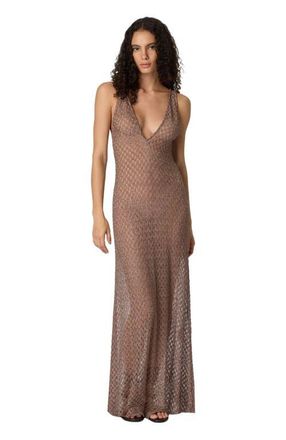 Missoni Cover-up Dress In Lam&eacute; Viscose With Spiderweb Motif And V-neckline in Brown at Nordstrom, Size 42 It