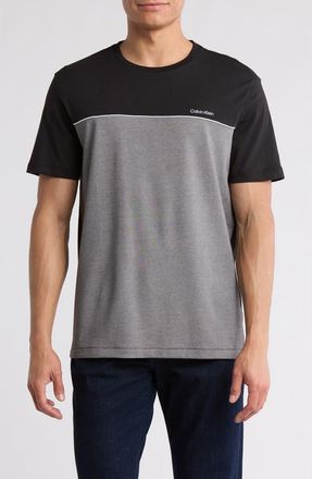 Calvin Klein Colorblock Cotton T-Shirt in Black Combo at Nordstrom Rack, Size Xx-Large