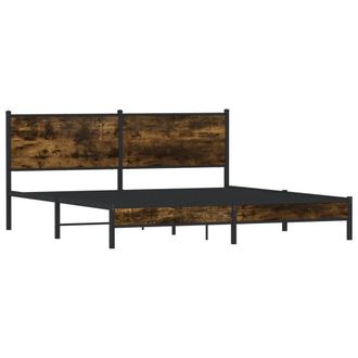 Berkfield Home Metal Bed Frame without Mattress Smoked Oak 160x200 cm in Brown
